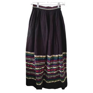Vintage Pelux Guatemalan Multicolor Boho Folk Maxi Skirt Size 24"